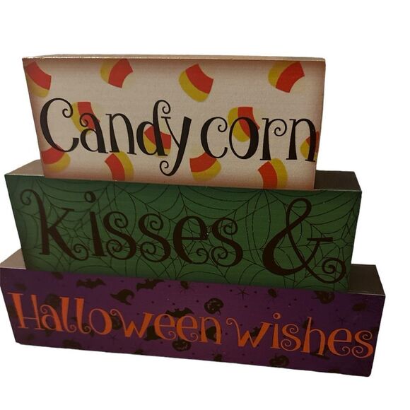 Brand New Reversible Fall Halloween / Thanksgiving Decorations Wooden - Picture 3 of 7